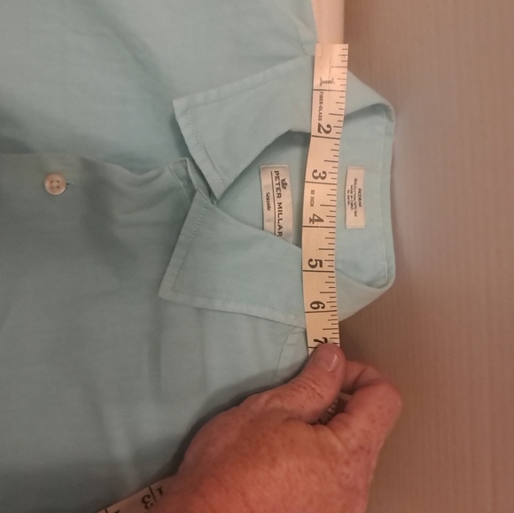PETER MILLAR LIGHT BLUE BUTTON UP SHIRT Cotton/SILK Blend - Picture 13 of 16